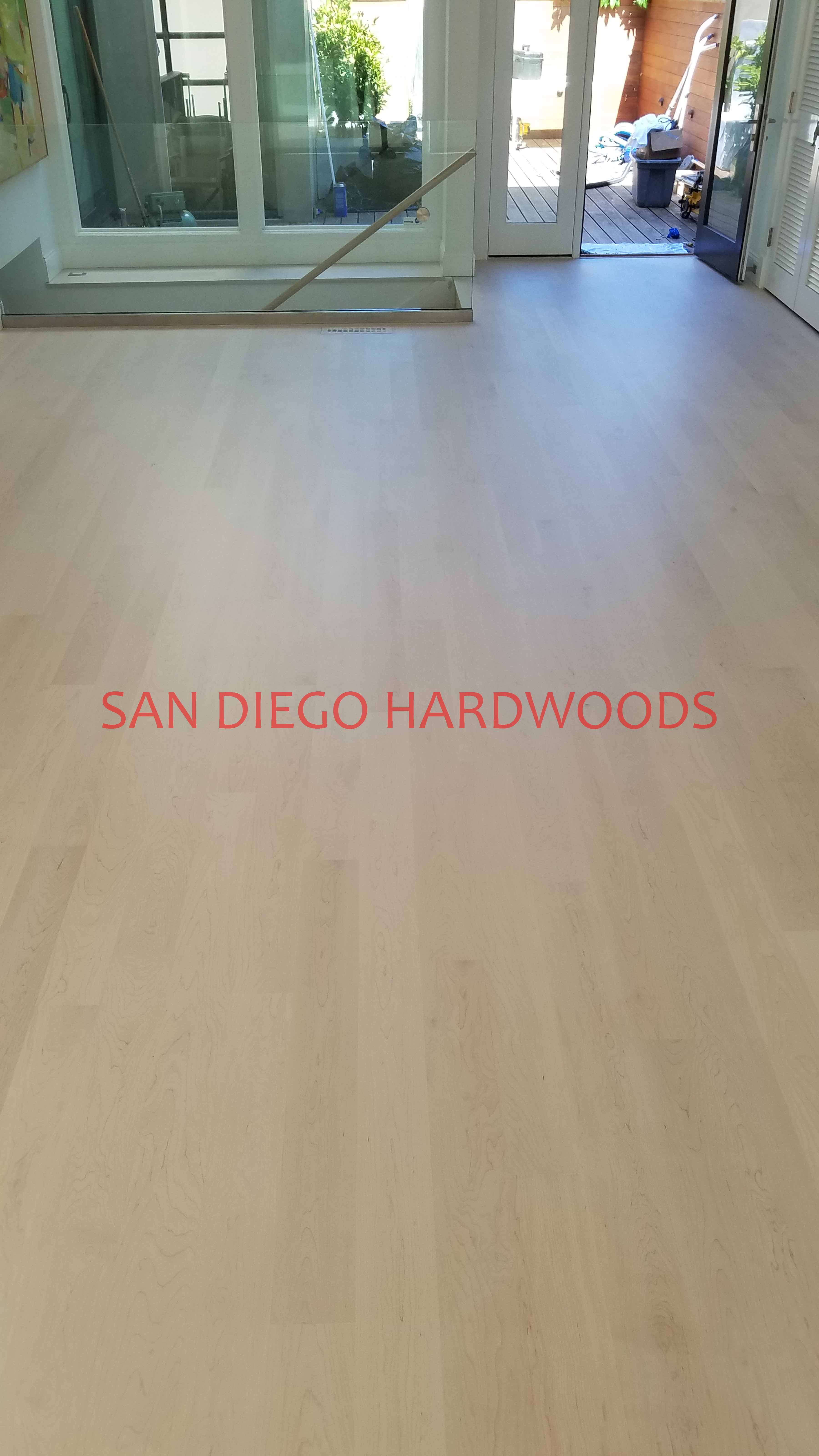 Del Mar Hardwood Floor Refinish Maple white stain traffic natural finish